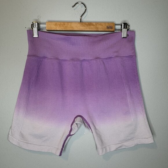 Victorias Secret Active Shorts Large Purple Ombré Gym Workout Biker Athletic - Picture 1 of 3